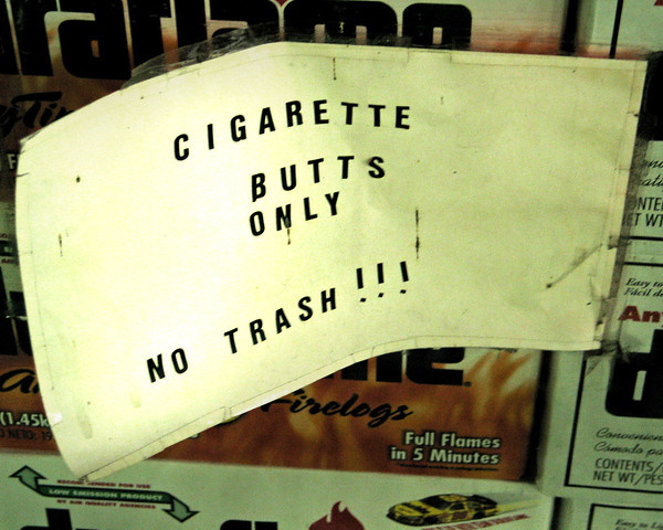 Has Bin: 10 Unfiltered Cigarette Butt Bins & Signs